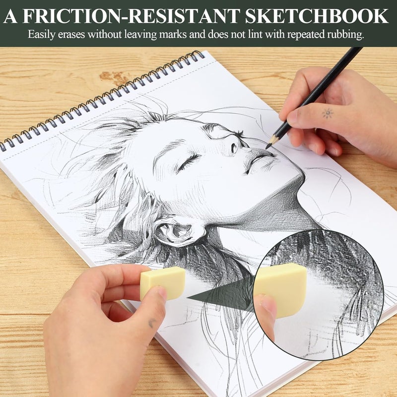 Utron 9"x12" Sketchbook Drawing, Top Spiral Sketching Pad, 100GSM/68LB Acid Free Art Sketching Pad, Drawing Paper, Beginner Artist (50 Sheets, White) - Image 5